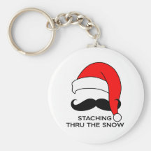 Moustache Christmas - Staching thru the snow Keychains