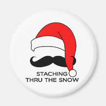 Moustache Christmas - Staching thru the snow Refrigerator Magnets