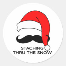 Moustache Christmas - Staching thru the snow Stickers