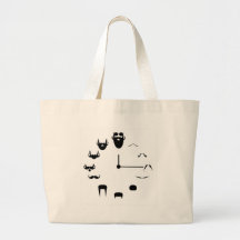 Moustache Clockface Canvas Bags