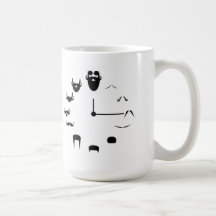 Moustache Clockface Coffee Mugs