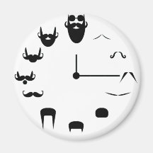 Moustache Clockface Refrigerator Magnet