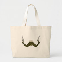 Moustache Cowboy Tote Bags