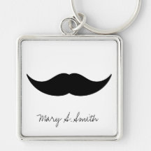 Moustache Custom Name Keychains