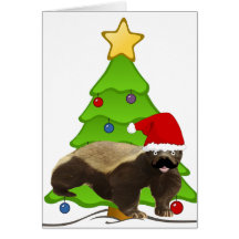 Moustache Honey Badger Santa Card