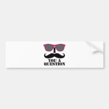 Moustache Humour with Pink Sunglasses Bumper Sticker