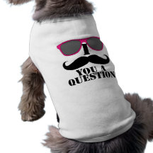 Moustache Humour with Pink Sunglasses Dog Tshirt