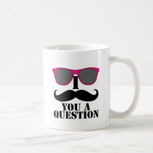 Moustache Humour with Pink Sunglasses Mug