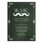 Moustache Love Vintage Chalkboard Gay Wedding invitations