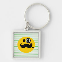 Moustache monocle Smiley Key Chain