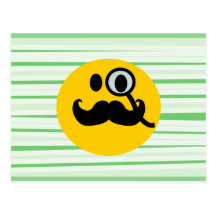 Moustache monocle Smiley Post Cards