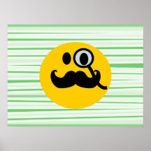 Moustache monocle Smiley Posters