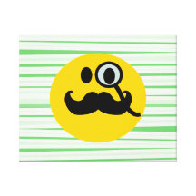 Moustache monocle Smiley Stretched Canvas Prints