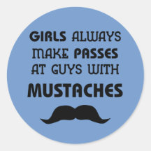 Moustache Round Stickers