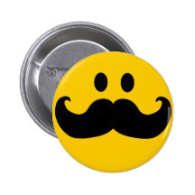 Moustache Smiley (Customisable background colour) Button