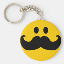 Moustache Smiley (Customisable background colour) Keychains