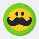 Moustache Smiley (Customisable background colour) Refrigerator Magnet