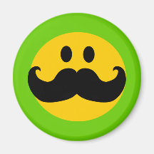 Moustache Smiley (Customisable background colour) Refrigerator Magnet