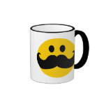 Moustache Smiley (Customisable background colour) Mugs