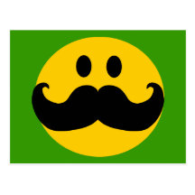 Moustache Smiley (Customisable background colour) Post Card