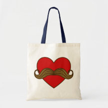 Moustache Valentine Heart Bag