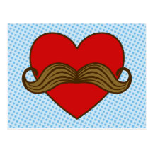 Moustache Valentine Heart Postcard