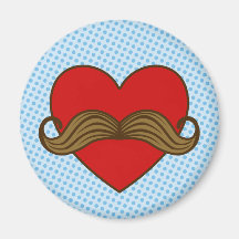 Moustache Valentine Heart Refrigerator Magnets