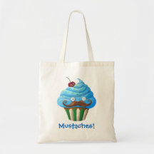 Moustached Cupcake Canvas Bags