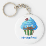 Moustached Cupcake Key Chain
