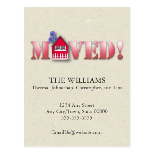 Moved Announcement (Red) Postcard