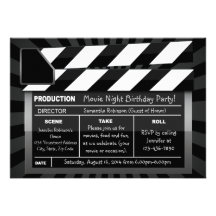Movie Clap Board Custom Party Invitations