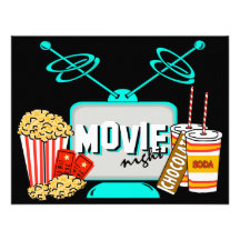 Movie Night Birthday Party Celebration Personalised Invites