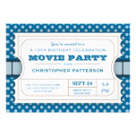 Movie Party Birthday Party Admission Ticket | Blue Personalized Announcements