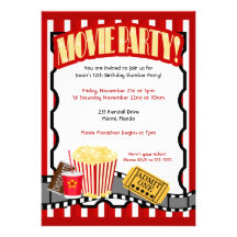 MOVIE PARTY Ticket Birthday Invitations
