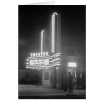 Movie Theater at Night, Greensboro, Georgia 1940s Card
