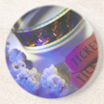 Movie Theatre Film, Popcorn & Tickets Coaster