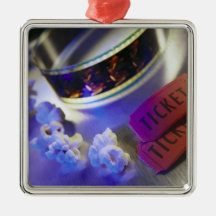 Movie Theatre Film, Popcorn & Tickets Christmas Tree Ornaments