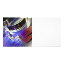 Movie Theatre Film, Popcorn & Tickets Personalized Photo Card
