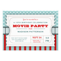 Movie Ticket Party Birthday Party Admission Ticket Personalized Announcements