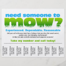 Mow Lawn Care Earn Money Personalised Flyer