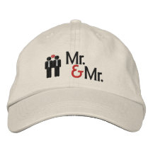 Mr and Mr Gay Wedding Embroidered Hats