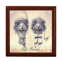 Mr. and Mrs. Ostrich Keepsake Boxes