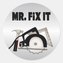 Mr Fix It Round Stickers