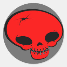 Mr Happy Bones Red Round Stickers