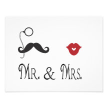Mr. & Mrs. Moustache & Lips Wedding Invitations