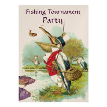 MR PELICAN FISHING TOURNAMENT PARTY PERSONALISED INVITATIONS