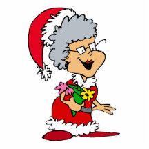 mrs claus happy with flowers photo cut out