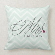 Mrs. Personalised Chevron Pattern American MoJo Pi Pillow