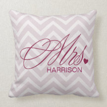 Mrs. Personalised Chevron Pattern American MoJo Pi Throw Pillows
