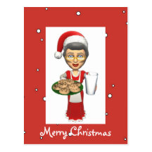 Mrs Santa,Cookies,Milk Postcard
